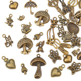 68Pcs 17 Styles Tibetan Style Alloy Charms, Rabbit & Mushroom & Umbrella, Antique Bronze, 6~59x8~19.5x2~6.5mm, Hole: 1.5~2.5mm, 4pcs/style