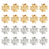 60Pcs 2 Colors Brass Beads, Clover, Platinum & Golden, 5x5x2.5mm, Hole: 1.5mm, 30pcs/color