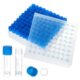 100Pcs Plastic Freezing Tubes, Test Tubes, Bead Containers, with Screw Cap, Blue, 13.5x46mm, Capacity: 1.8ml(0.06fl. oz)