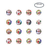 Handmade Cloisonne Beads, Round, Mixed Color, 8mm, Hole: 2mm, 120pcs/box, Square Plastic Bead Storage Container: 6.4x6.3x2cm