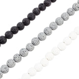 3 Strands 3 Colors Natural Lava Rock Beads Strands, Round, Mixed Color, 8~9mm, Hole: 0.7~1mm, 1 strand/color