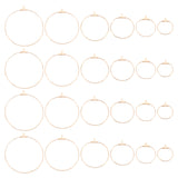 24Pcs 6 Style 304 Stainless Steel Pendants, Hoop Earring Findings, Rose Gold, 24~53x22~49x1.5mm, Hole: 1mm, Pin: 0.8mm, 4pcs/style
