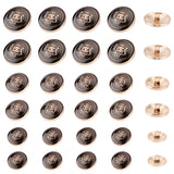 30Pcs 3 Style 1-Hole Alloy Enamel Shank Buttons, Flat Round with Lion & Crown, Black, 15~25x8~10mm, Hole: 2mm, 10pcs/style