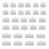 300Pcs 3 Size Alloy Ribbon Ends, Ribbon Buckle Flat Thread Clip, Rectangle, Silver, 7~7.5x8~13mm, Hole: 2.5~3.5x1~1.5mm, 100Pcs/size
