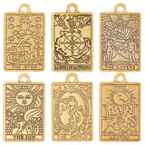 36Pcs 6 Style Rack Plating Alloy Pendants, Cadmium Free & Nickel Free & Lead Free, Tarot Charms, Mixed, 23x14x1.5mm, Hole: 1.8mm, 6pcs/style