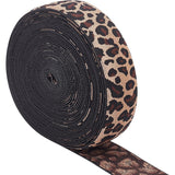 Flat Elastic Rubber Cord/Band, Garment Sewing Accessories, Leopard Print, Tan, 39mm