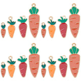 80Pcs 4 Styles Alloy Enamel Pendants, Light Gold, Carrot, Mixed Color, 16~34.5x5~11x1.5mm, Hole: 1.5~1.6mm, 20pcs/style