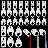 30Pcs 3 Style Acrylic Thread Winding Boards, Floss Bobbin, Thread Organizer Card for Cross-Stitch, Rectangle & Oval & Teardrop Shape, White, 49.5x24.5~34.5x3mm, Hole: 5~20mm, 10pcs/style