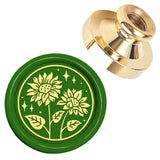 Golden Tone Wax Seal Brass Stamp Head, for Wax Seal Stamp, Flower, 25x14mm