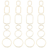 48Pcs 2 Style Alloy Open Back Bezel Pendants, For DIY UV Resin, Epoxy Resin, Pressed Flower Jewelry, Ring & Rectangle, Golden, 8pcs/style