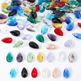 104Pcs 13 Colors Faceted Teardrop Glass Pendants, Mixed Color, 16x9x6mm, Hole: 1mm, 8pcs/color