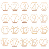 Wood Table Numbers Cards, for Wedding, Restaurant, Birthday Party Decorations, Hexagon with Number 1~30, Blanched Almond, 33x109x100mm, 20pcs/set