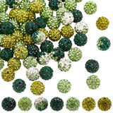 70Pcs 7 Colors Pave Disco Ball Beads, Polymer Clay Rhinestone Beads, Round, Mixed Color, 10x9.5~10mm, Hole: 1.5~2mm, 10pcs/color