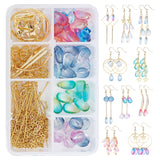 Teardrop Charm Jewelry Set DIY Making Kit, Including Glass Charms & Beads, Alloy Charms, 304 Stainless Steel Charms, Brass Linking Rings & Jump Rings & Earring Hooks & Pins & Cable Chain, Mixed Color, Charm: 58pcs/set