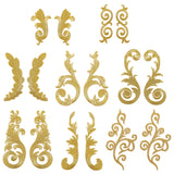 8 Style Polyester Computerized Embroidery Sew on Patches, Ethnic Style Metallic Thread Embroidery Appliques, Mixed Shapes, Gold, 88~175x29~90x0.8~1mm