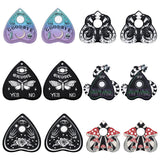 24PCS 6Style Halloween Printed Acrylic Pendants, Mixed Shapes, 36~42.5x36~41x2.3~2.6mm, Hole: 1.8mm