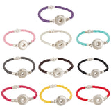 10Pcs 10 Colors PU Imitation Leather Braided Bracelet Makings, Alloy Snap Button Bracelets with Magnetic Clasp, Mixed Color, 8-1/8x1/8 inch(20.5x0.45cm), 1pc/color