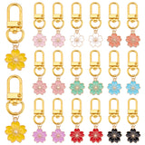 Alloy Enamel Pendant Decorations, with Alloy Swivel Clasps, Flower, Mixed Color, 53mm, 20pcs/set