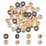 40Pcs 4 Colors Brass Beads, with Rubber Inside, Slider Beads, Stopper Beads, Rondelle, Mixed Color, 10x4mm, Hole: 2mm, 10pcs/color