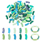 100Pcs 10 Style Opaque Acrylic Beads, Curved Tube, Mixed Color, 34.5~35x13~13.5x11~11.5mm, Hole: 3.5~4mm, 10pcs/style