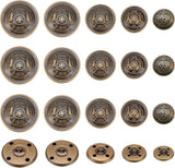 50Pcs 5 Style 4-Hole Brass Buttons, Half Round with Skull, for Sewing Crafting, Antique Bronze, Antique Bronze, 10pcs/style