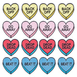 16Pcs 4 Colors Heart Computerized Embroidery Cloth Iron on Patches, Stick On Patch,Costume Accessories, Appliques, Mixed Color, 53x51x1.5mm, 4pcs/color