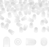 100Pcs Transparent Plastic Syringe Tip Cap, Dispensing Needle Tip Cap, White, 17x11mm, Inner Diameter: 4mm