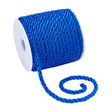 3-Ply Polyester Braided Cord, Twisted Rope, for DIY Cord Jewelry Findings, Blue, 5mm, about 18m/roll