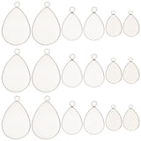 60Pcs 3 Styles 304 Stainless Steel Pendant Cabochon Settings, Milled Edge Bezel Cups, Teardrop, Stainless Steel Color, Tray: 13~24x10~18mm, 17.5~29x10.5~18.5x1.2~1.5mm, Hole: 1.6~2.4mm, 20pcs/style