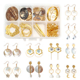 DIY Geometry Style Earring Making Kits, Including Natural Akoya Shell Charms, 304 Stainless Steel Pendants & Links, Brass & Alloy Links, Brass Earring Earring Findings, Golden, 156pcs/box