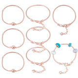 6Pcs 2 Style Brass European Style Bracelet Making, Rose Gold, 3pcs/style