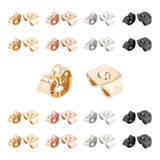 304 Stainless Steel Ear Nuts, Mixed Color, 6x4.5x3mm, Hole: 0.8mm, 4colors, 10pcs/color, 40pcs