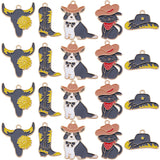 20Pcs 5 Style Light Gold Plated Alloy Enamel Pendants Sets, Dog/Cat/Cattle/Boots/Hat Charm, Mixed Color, 15~29x16.5~27x1.5mm, Hole: 1.6~1.8mm, 4pcs/style