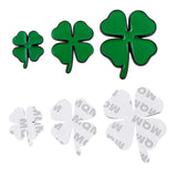 3 Sets 3 Styles Zinc Alloy Car Stickers, Clover Car Decals for Vehicle Decoration, Green, 40~74x33~60x1.3~3mm, 1 set/style