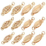 10 Sets 5 Style Brass Box Clasps, Cadmium Free & Lead Free, Horse Eye, Golden, 13x5.5mm, 2sets/style