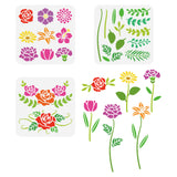 3Pcs 3 Styles PET Hollow Out Drawing Painting Stencils, for DIY Scrapbook, Photo Album, Flower, 200x200mm, 1pc/style