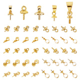 100Pcs 5 Style Brass Cup Pearl Peg Bails Pin Pendants, Long-Lasting Plated, for Half Drilled Beads, Mixed Shape, Golden, 7~11x3.5~5mm, Hole: 3~7mm, 20pcs/style