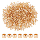 Rack 1000Pcs Plating Brass Beads, Long-Lasting Plated, Round, Golden, 2mm