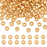 150Pcs Brass Spacer Beads, Nickel Free, Flat Round, Real 18K Gold Plated, 5x3mm, Hole: 2mm