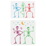 2Pcs 2 Styles PET Hollow Out Drawing Painting Stencils, for DIY Scrapbook, Photo Album, Skeleton, 297~300x210~300mm, 1pc/style