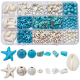 DIY Beads Jewelry Making Finding Kit, Including Synthetic Magnesite & Howlite & Turquoise & Natural Cowrie Shell Beads, Chips & Round & Starfish, Mixed Color