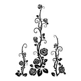 PVC Wall Stickers, for Home Living Room Bedroom Decoration, Black, Flower Pattern, 880x350mm