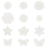 12Pcs 12 Style Computerized Embroidery Lace Self Adhesive/Sew on Patches, Costume Accessories, Appliques, Butterfly & Flower, Mixed Patterns, 33~71x35~71x1~2.5mm, 1pc/style