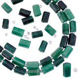 2 Strands Natural Emerald Quartz Beads Strands, with Seed Beads, Faceted Column, 9~14x5~7x5~6mm, Hole: 1.2mm, about 15~17pcs/strand, 7.09 inch(18cm)