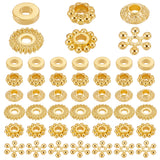 300Pcs 6 Styles Alloy Spacer Beads, Disc & Donut & Bicone, Mixed Shapes, Golden, 6~7mm, Hole: 1~2.5mm, 50pcs/style