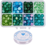 Baking Painted Crackle Glass Beads, Round, Mixed Color, 8mm, Hole: 1.3~1.6mm, about 30pcs/compartments, 240pcs/box