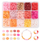 3750Pcs 15 Colors Flat Round Handmade Polymer Clay Beads, Disc Heishi Beads for Hawaiian Earring Bracelet Necklace Jewelry Making, Mixed Color, 6x1mm, Hole: 2mm, 250pcs/color