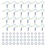 60Pcs Rainbow Color 304 Stainless Steel French Earring Hooks, with Horizontal Loops, 100Pcs Jump Rings, 19x18~19mm, Hole: 2mm, 22 Gauge, Pin: 0.6mm