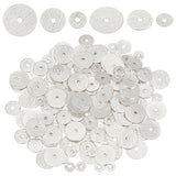 180pcs 3 Styles Brass Spacer Beads, Long-Lasting Plated, Heishi Beads, Disc, Silver, 4~8x0.5mm, Hole: 1.2mm, 60pcs/style