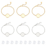 DIY Blank Dome Bracelet Making Kit, Including 304 Stainless Steel Flat Round Link Bracelet Settings, Glass Cabochons, Golden & Stainless Steel Color, 20Pcs/box